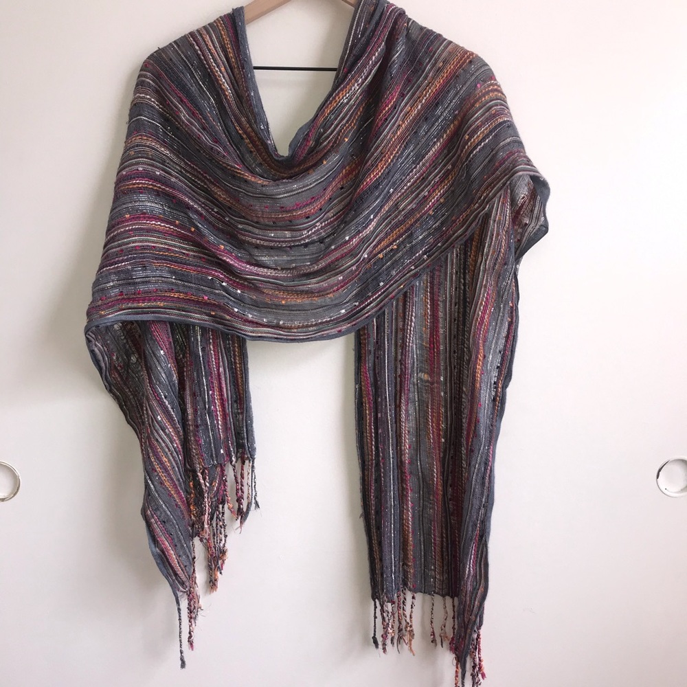 Multi colored fringe scarf